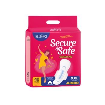 ELLOXI Secure & Safe Sanitary Pads XXL Jumbo | 320 mm | Heavy Flow Protection | Day & Night Use | Gel Technology | Cottony Soft | 40 Pads Pack