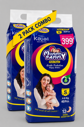 Mummy Pammy Baby Pants Diapers Size S (4–8 kg) – Pack of 2 | 80 Pants | Up to 12 Hours Dryness
