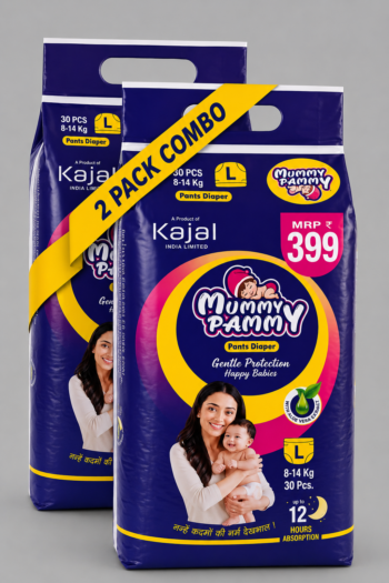 Mummy Pammy Baby Pants Diapers Size L (8–14 kg) – Pack of 2 | 60 Pants