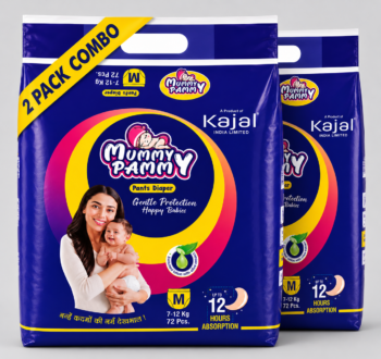 Mummy Pammy Baby Pants Diapers Size M (7-12 kg) | 72 Pants Jumbo Pack | Ultra Soft Cotton Feel | Aloe Vera Anti-Rash Lotion | Up to 12 Hours Absorption | Leak Lock Technology
