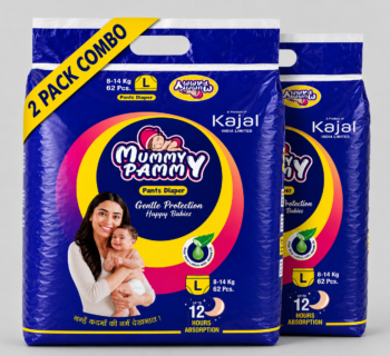 Mummy Pammy Baby Pants Diapers Size L (8–14 kg) | Combo Pack of 2 | 62 Pants (31 x 2) | Ultra Soft Cotton Feel | Aloe Vera Anti-Rash Lotion | Up to 12 Hours Absorption